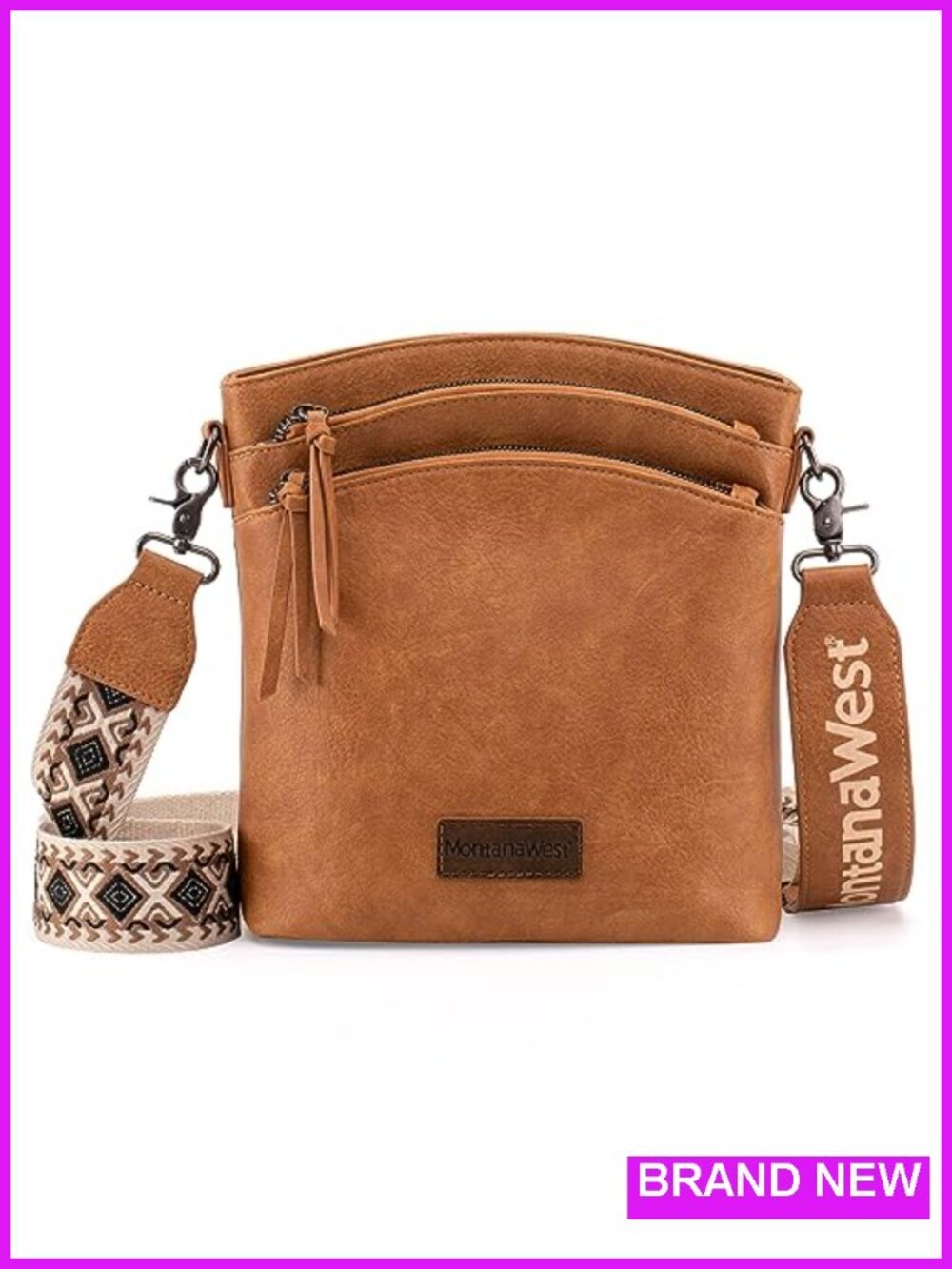 Vegan Leather Crossbody Bag with Adjustable Strap Multiple Pockets